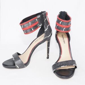 Gianni Bini Zaylie Snakeskin and Zipper-Ankle-Wrap Stiletto Heels, Size 7